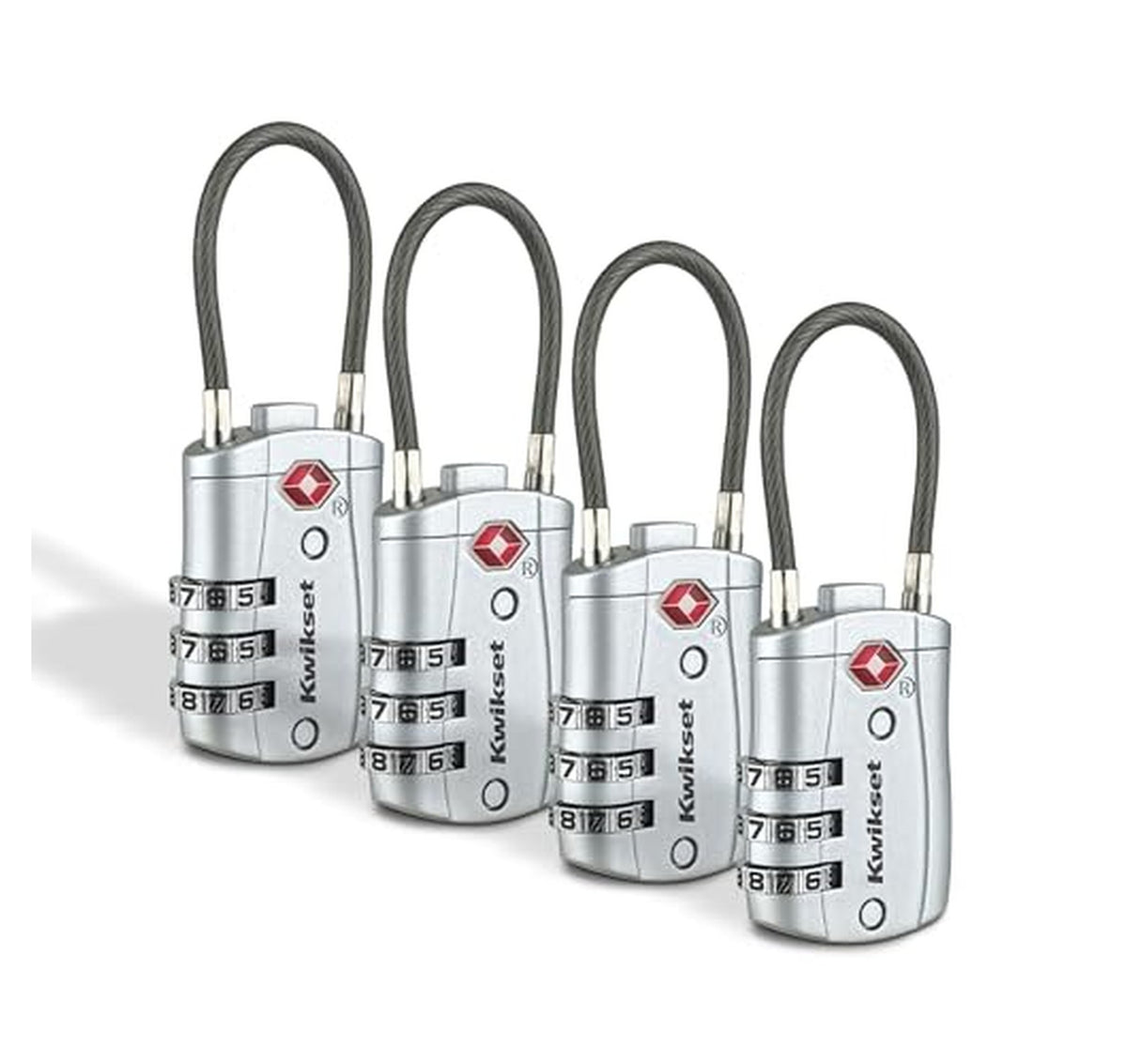 4 Pack Kwikset TSA Combination Luggage Cable Locks