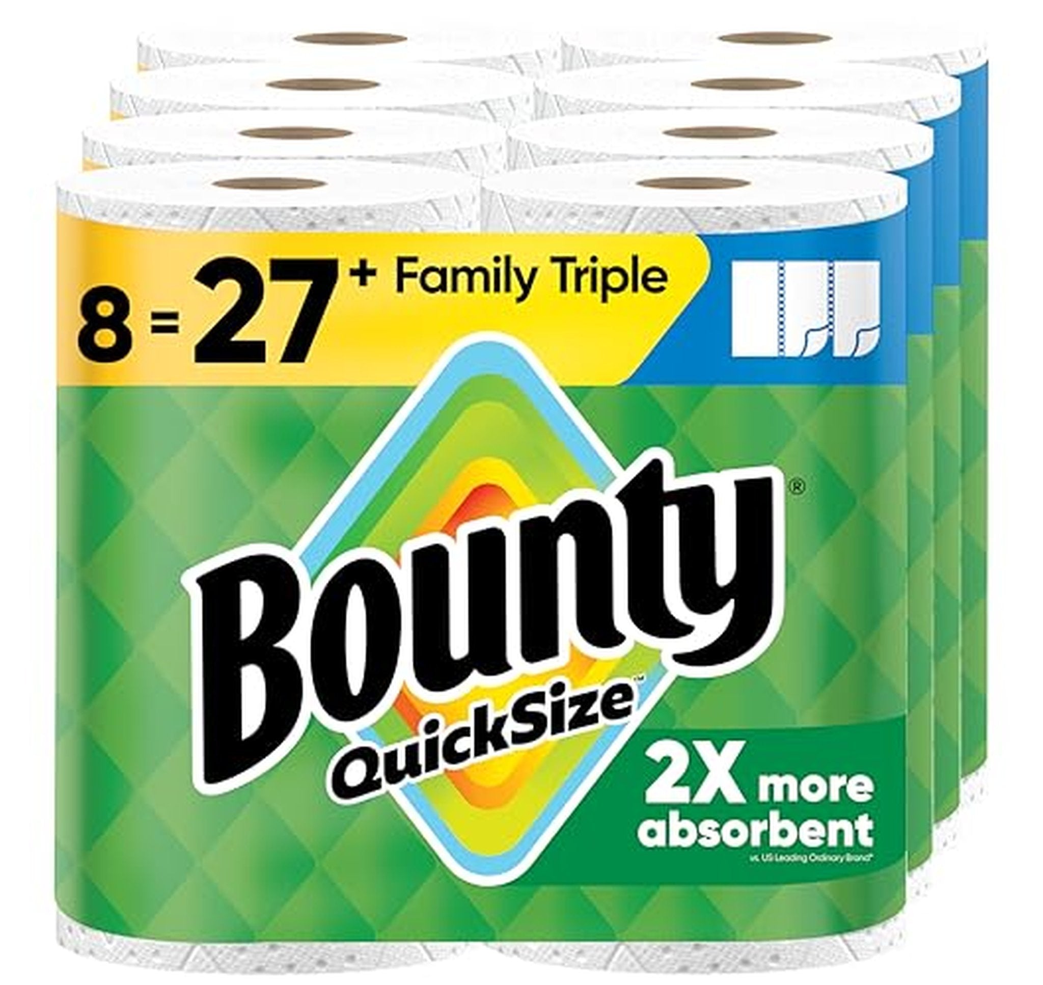 Bounty Quick-Size Paper Towels, 8 Family Triple Rolls