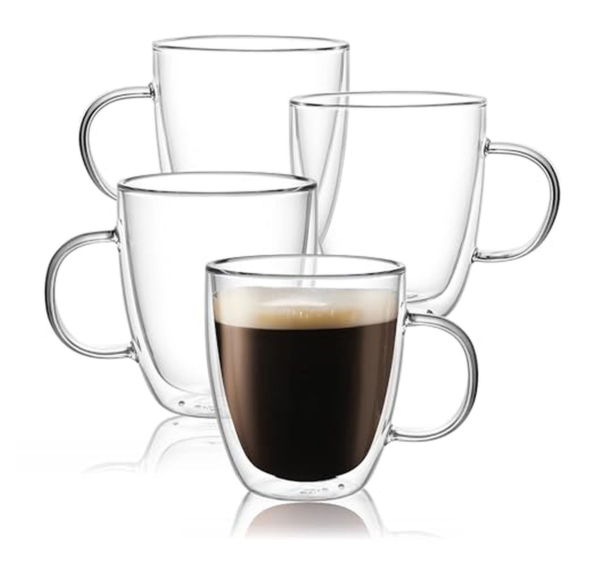 4 Pack Double Wall Insulated Glass Coffee Mugs