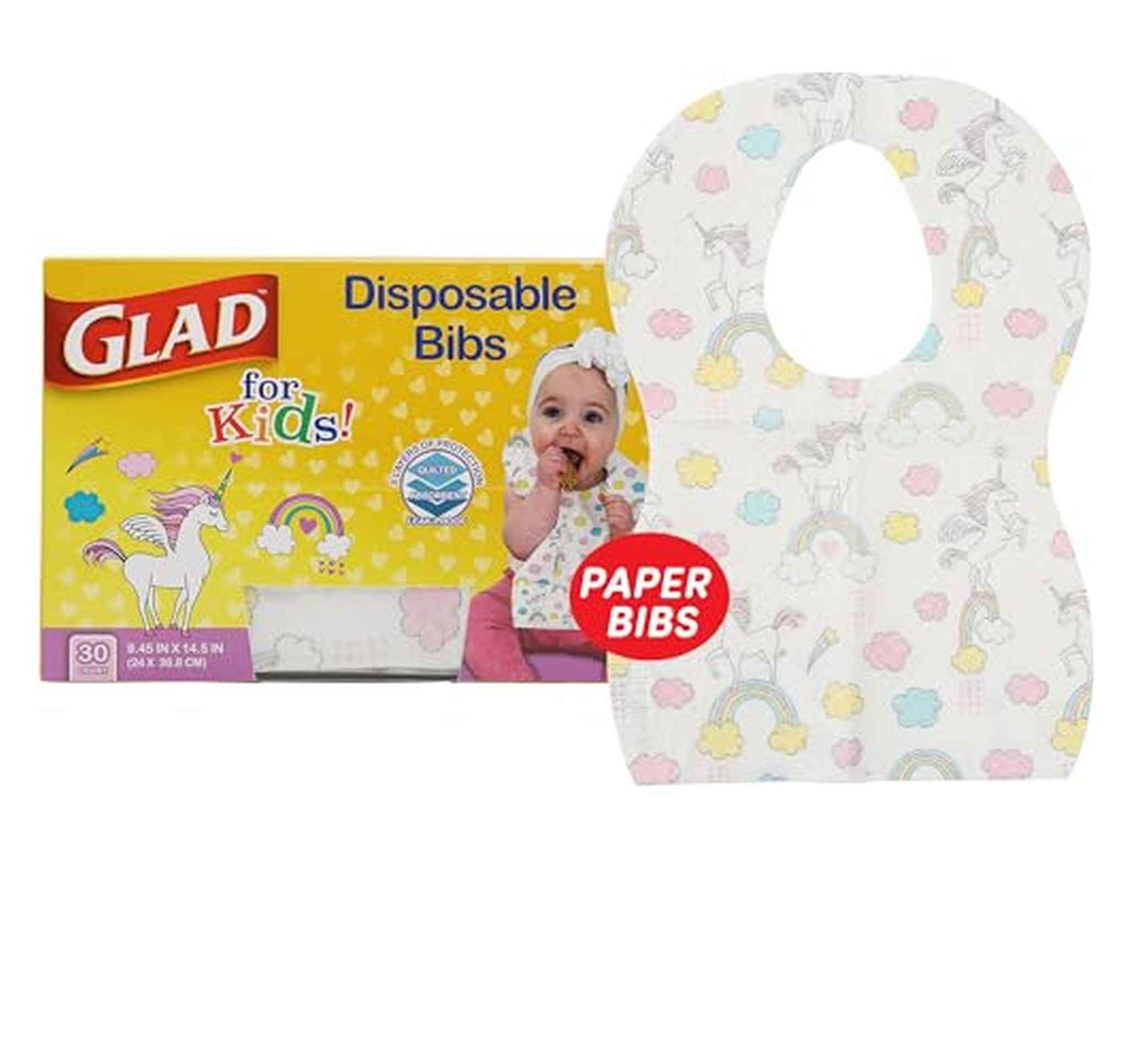 30 Count Glad Disposable Paper Bibs with Crumb Catcher