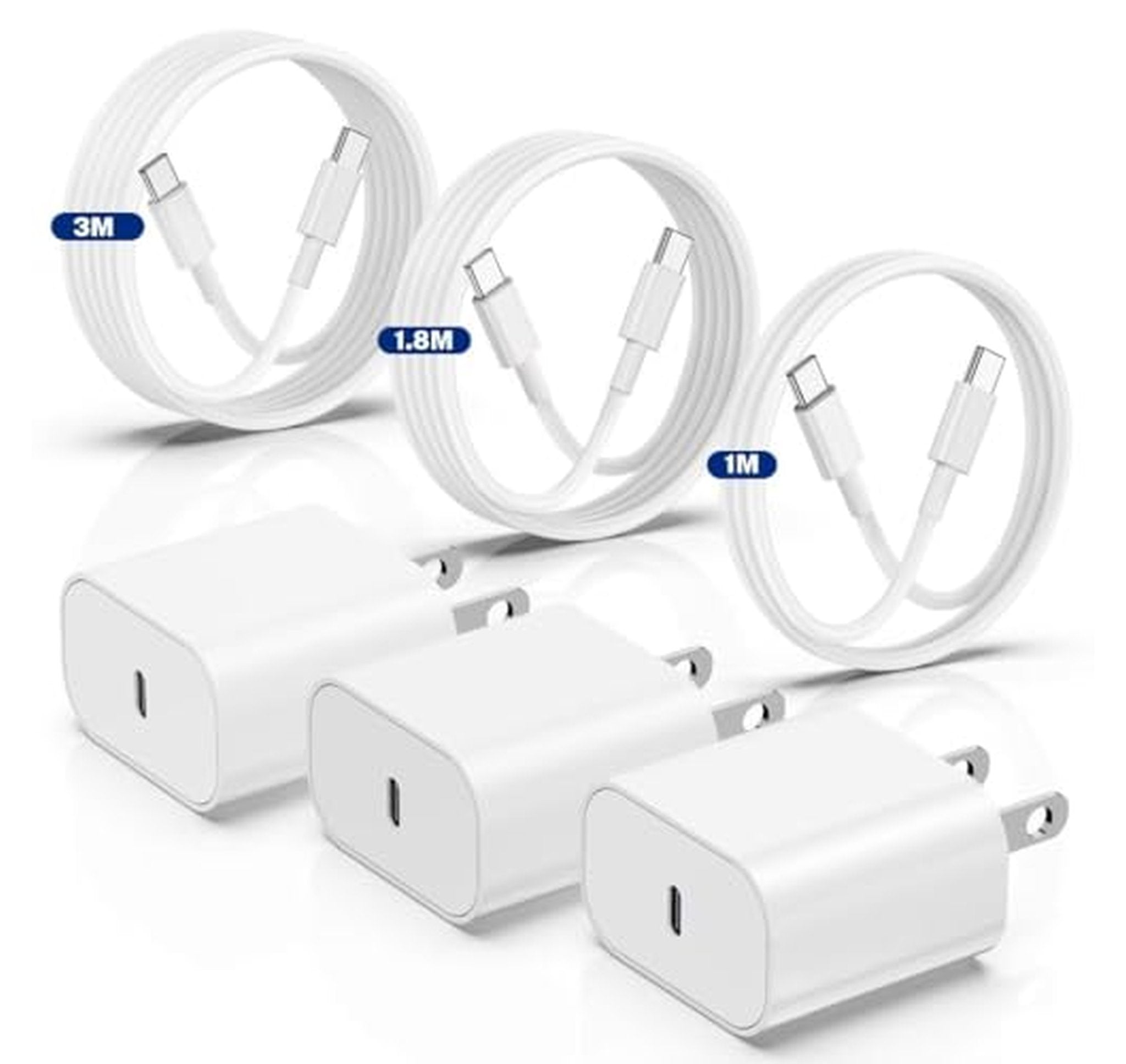 3 Pack 20W USB C Fast iPhone Chargers