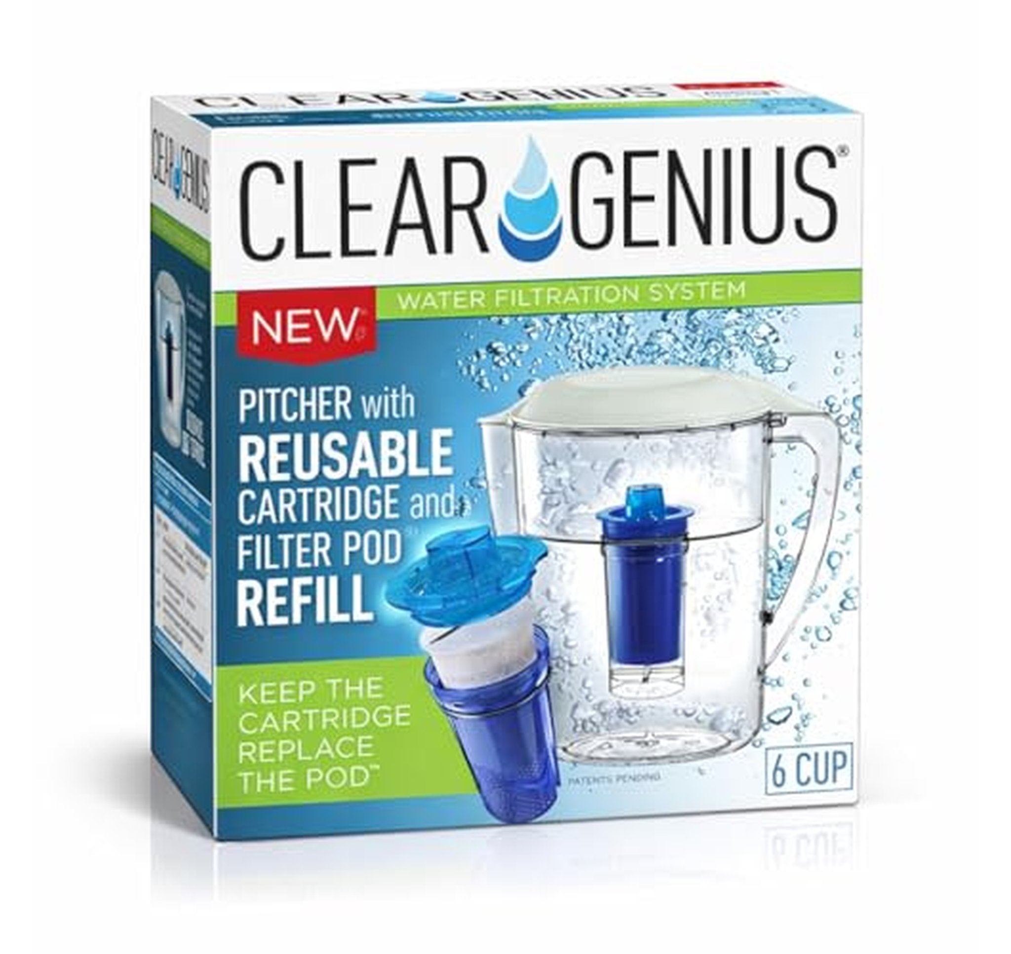 6-Cup Water Filter Pitcher with Reusable Cartridge