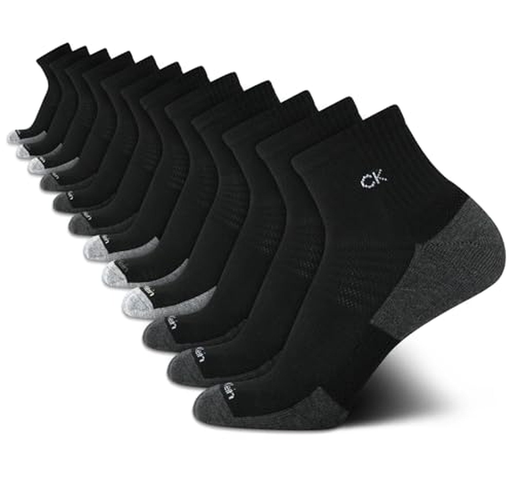 12 Pack Calvin Klein Cushioned Athletic Quarter Socks