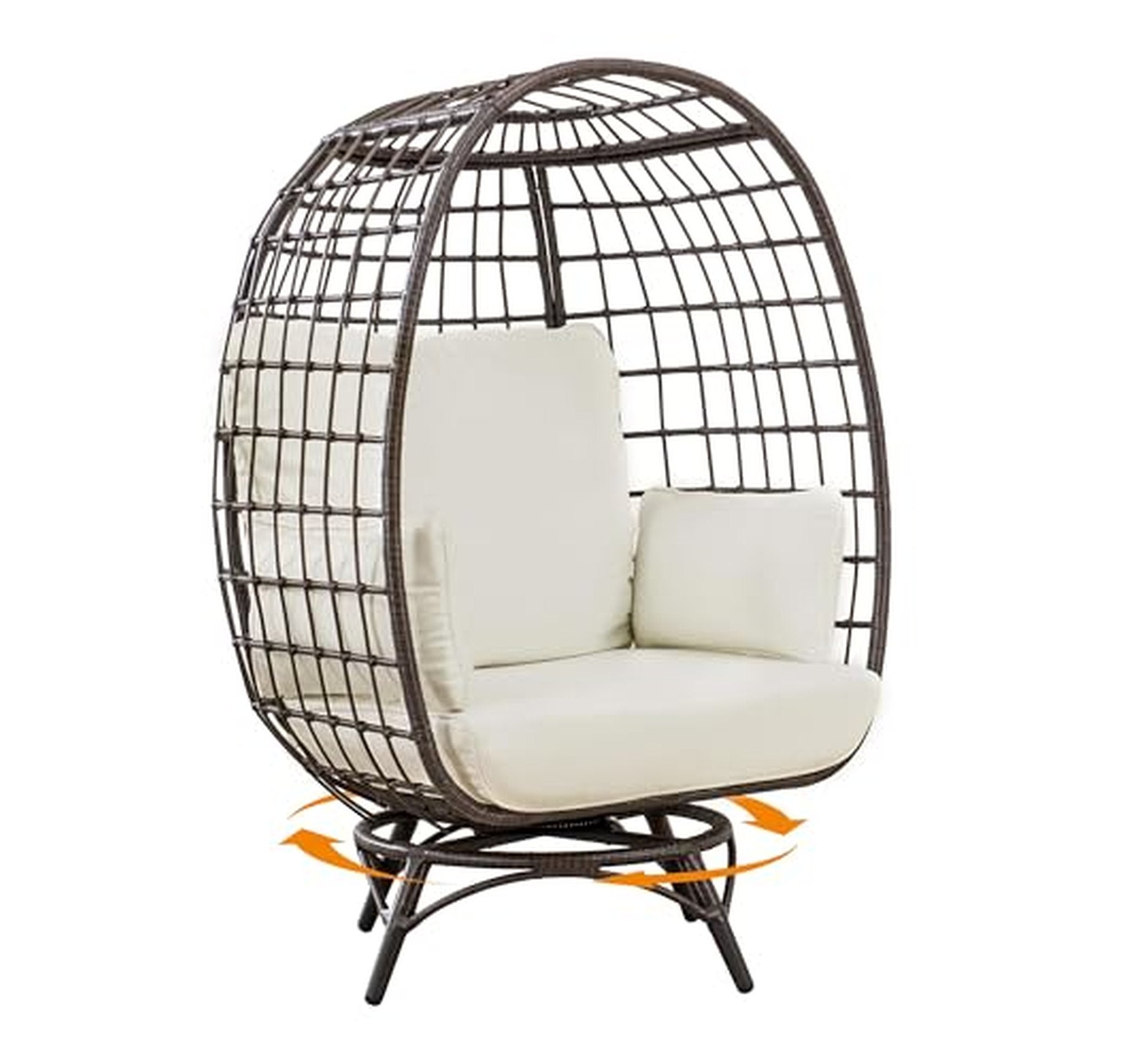 Egg Cuddle Wicker Swivel Lounge Chair with Cushions
