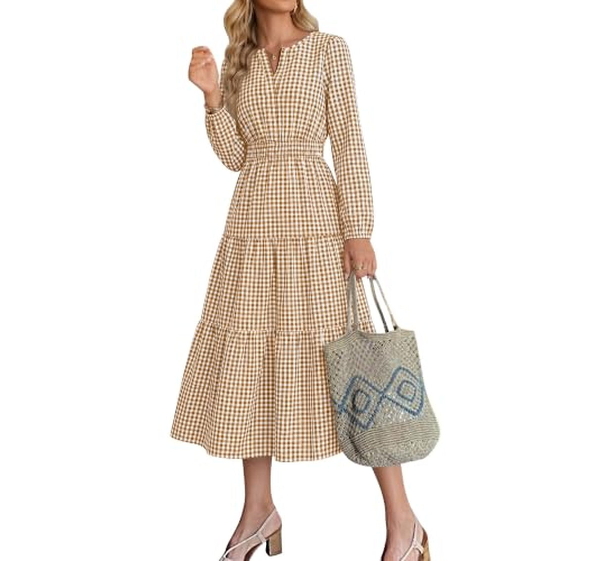 Long Sleeve Wedding Guest Midi Dress with Pockets