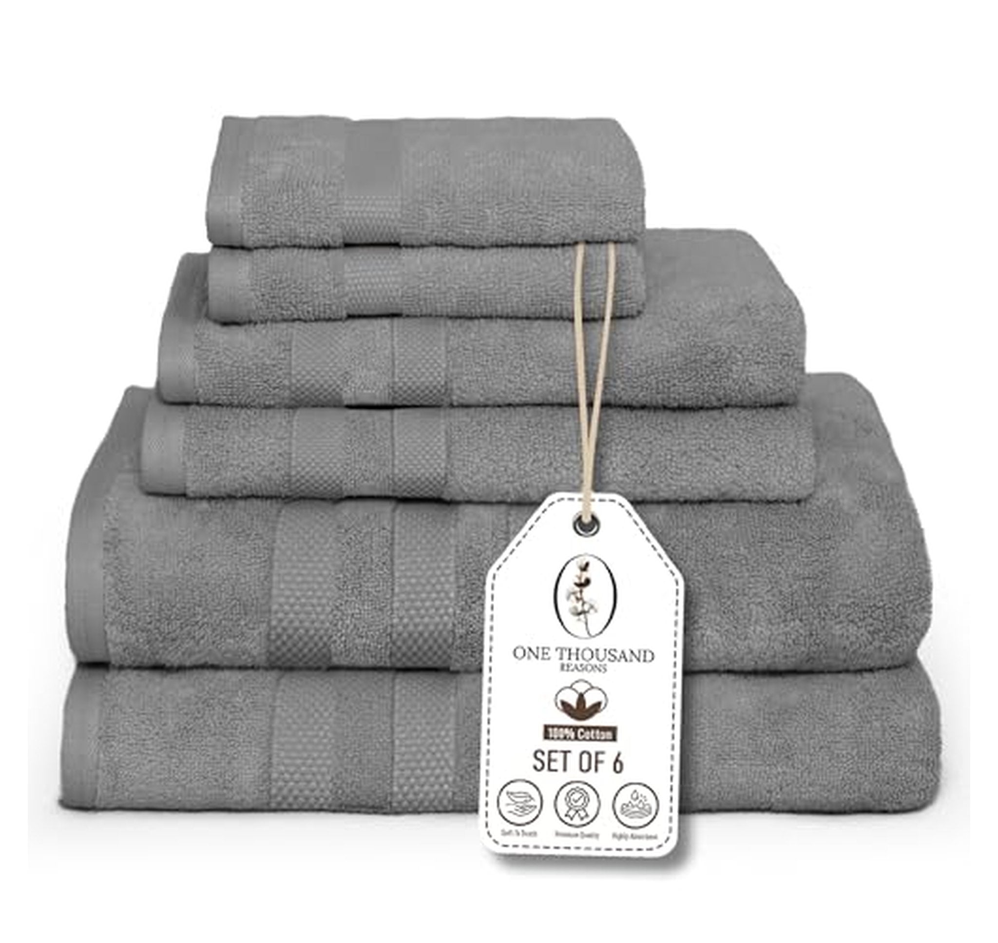 6 Piece Luxury Cotton Bathroom Towel Set