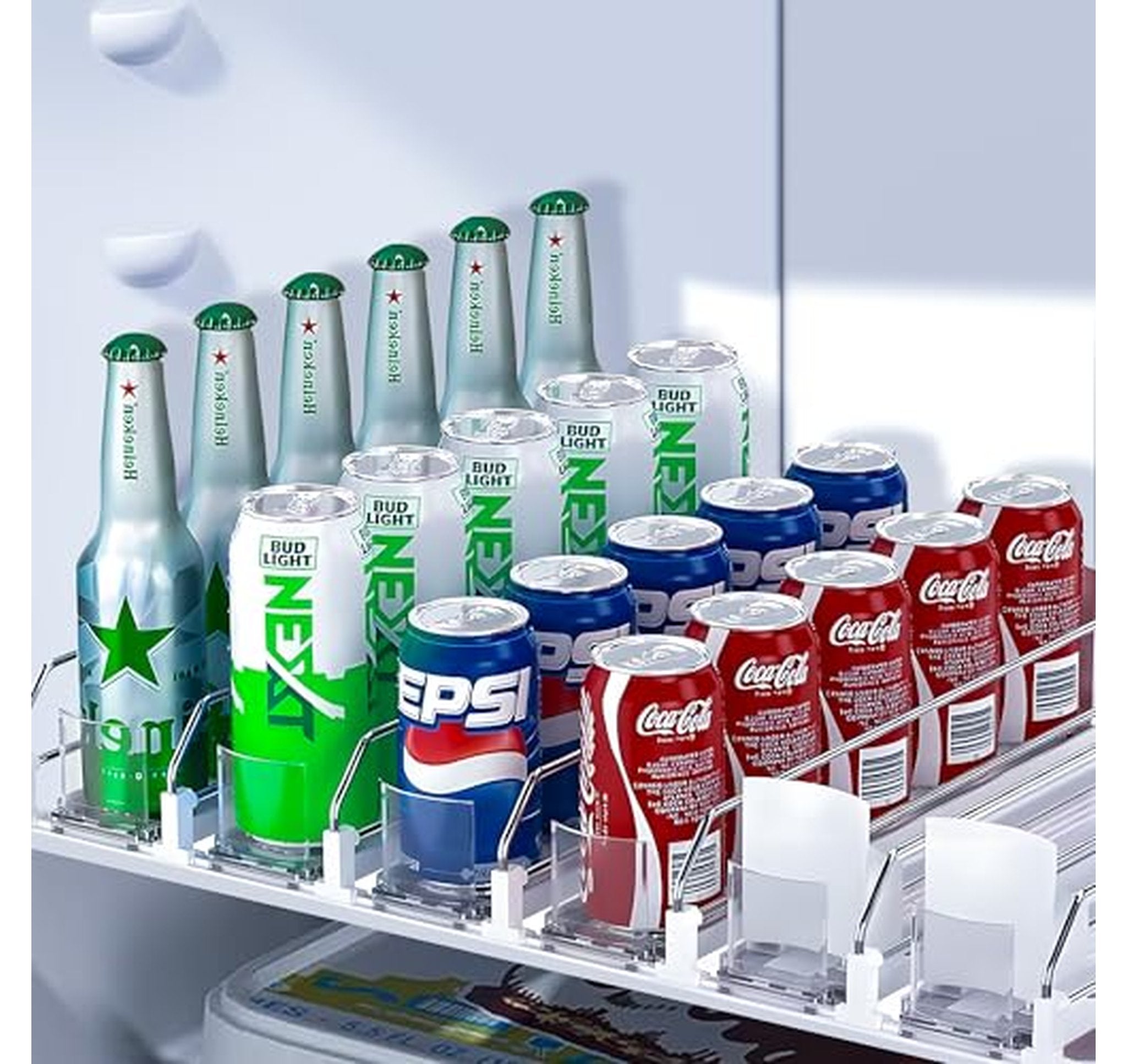 Adjustable Fridge Can Organizer Dispenser, 30 Can Capacity