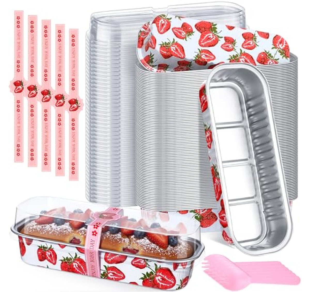 80 Pack Mini Loaf Pans with Lids and Spoons