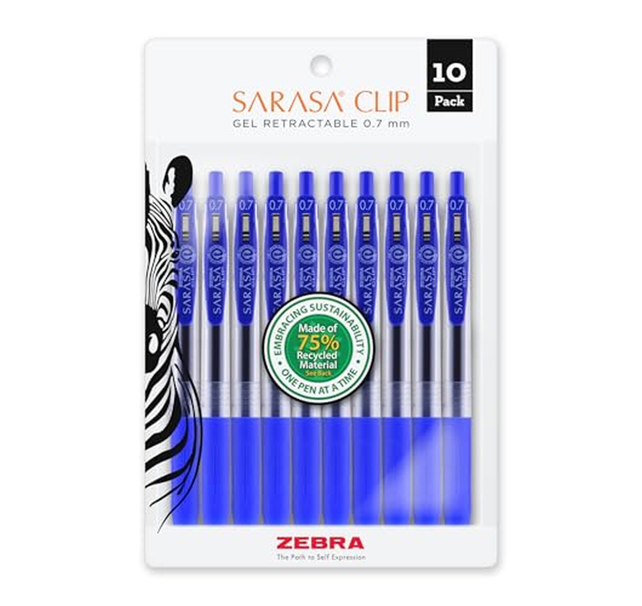 10 Pack Zebra Sarasa Clip 0.7mm Gel Pens
