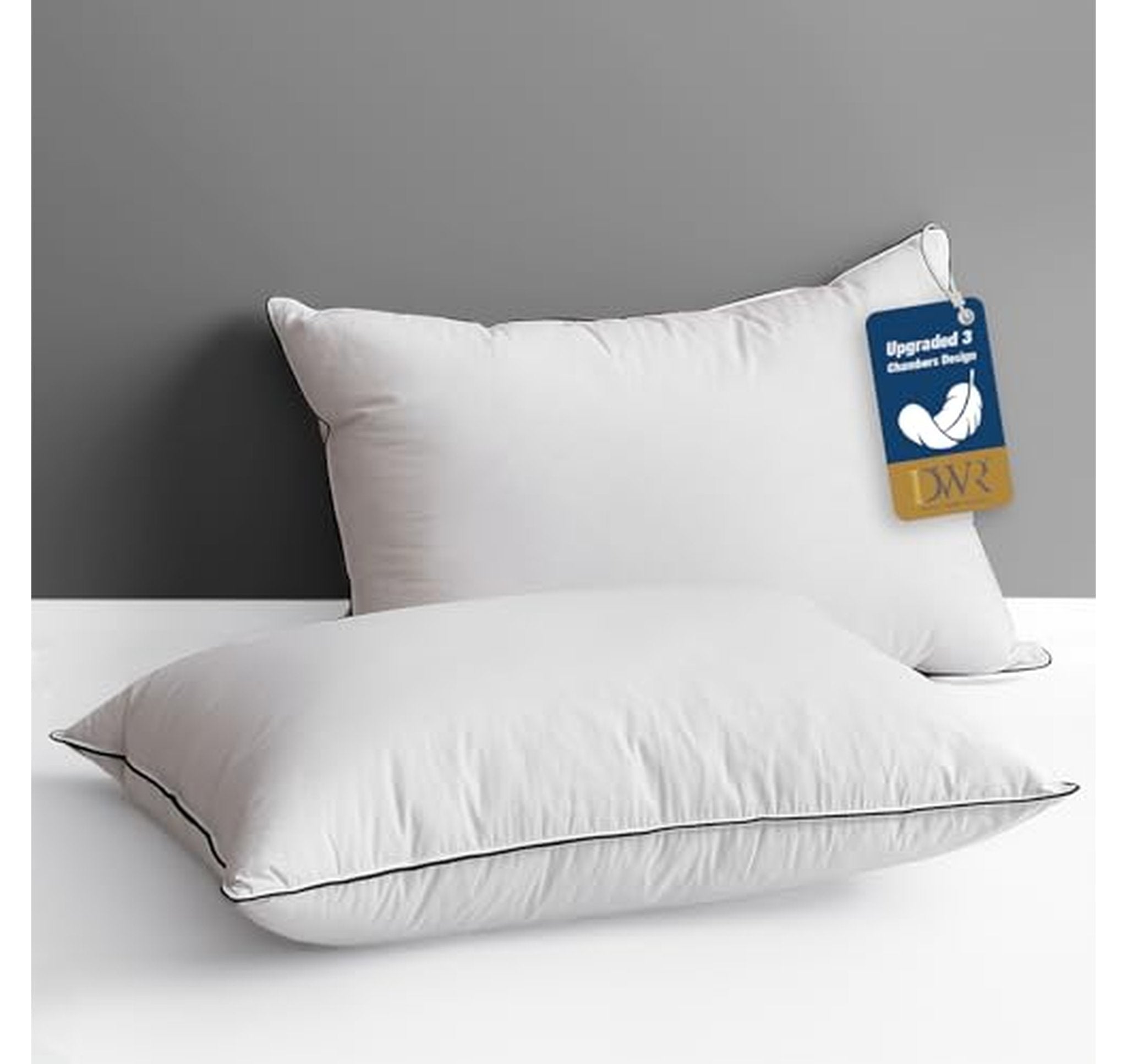 2 Pack Goose Feather Down Bed Pillows Standard