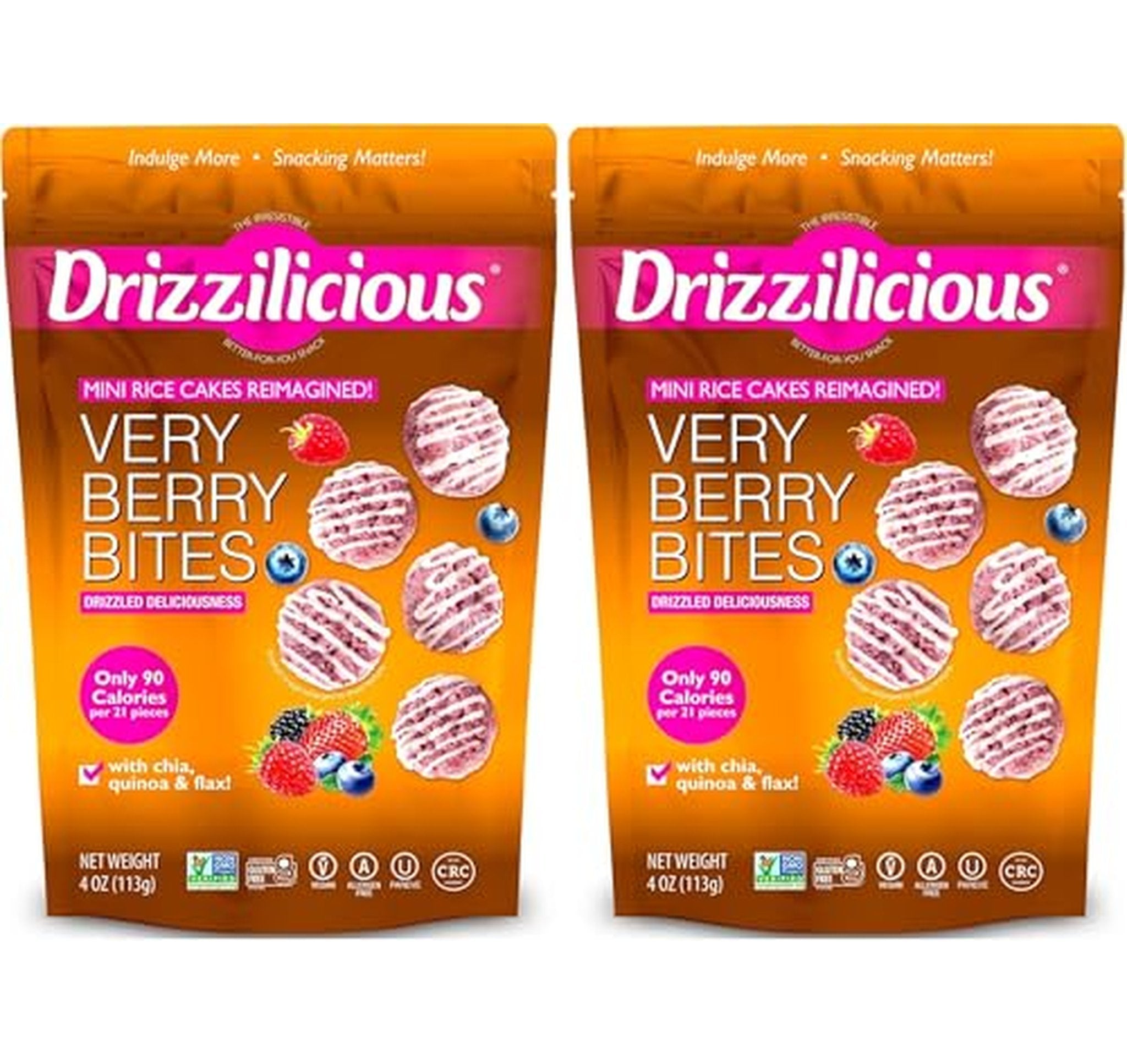2 Pack Drizzilicious Very Berry Mini Rice Cakes (OU-Pareve)