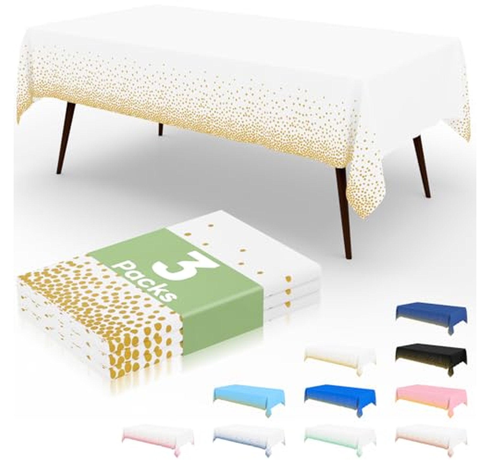 3 Pack Disposable Plastic Rectangle Tablecloths