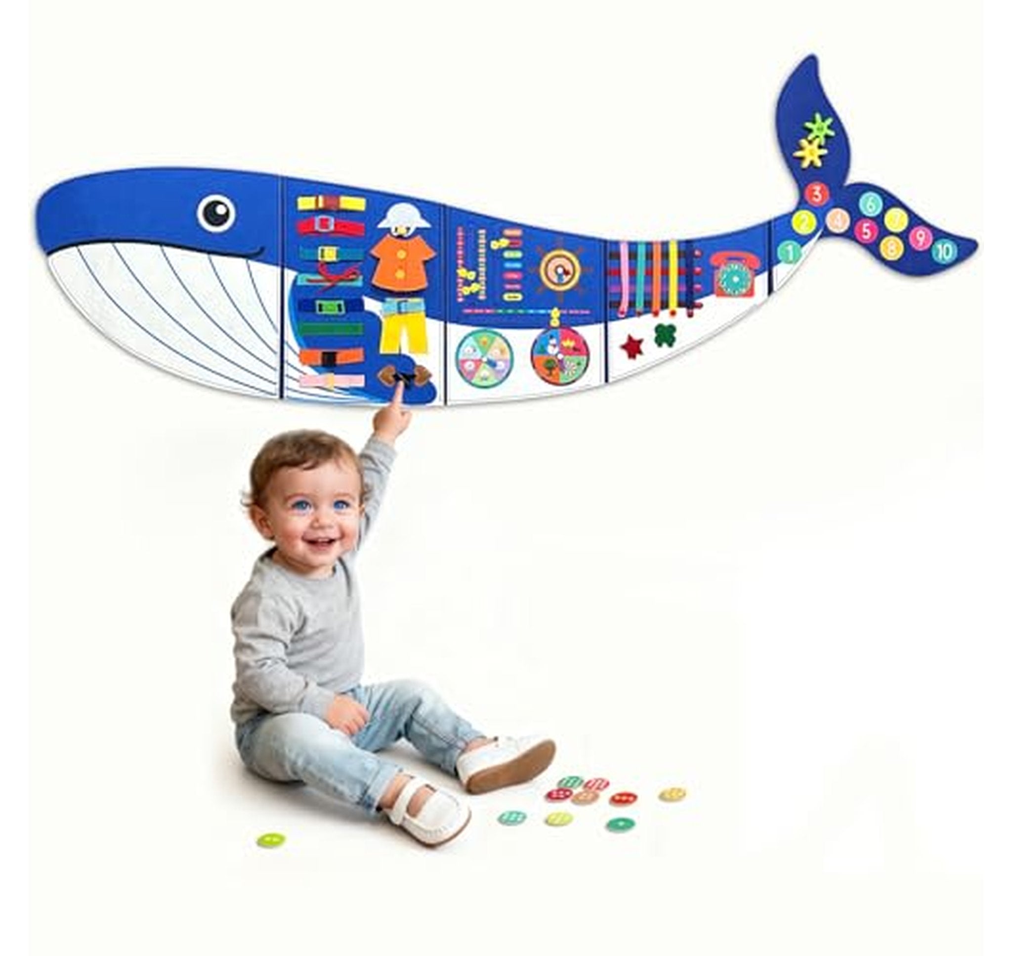 Montessori Whale Foldable Toddler Busy Board