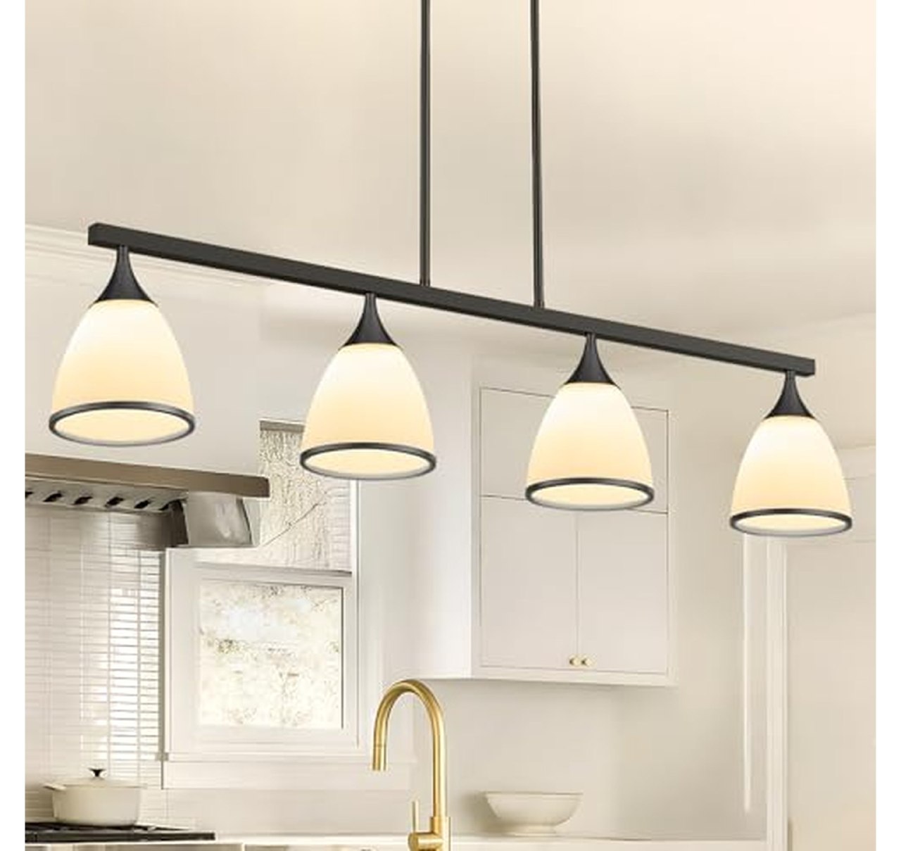 4-Light Modern Linear Kitchen Island Chandelier