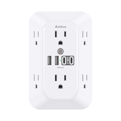 Surge Protector Outlet Extender, 6-Outlet Splitter with USB