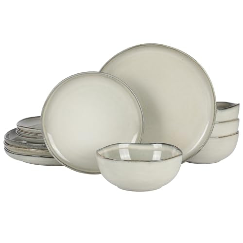 12 Piece Stoneware Reactive Glaze Dinnerware Set