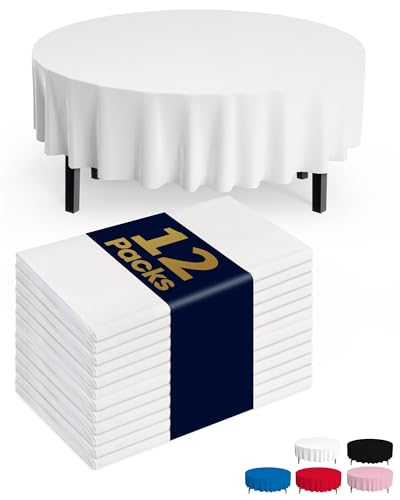 Pureegg 12 Pack Round Plastic Disposable Tablecloths