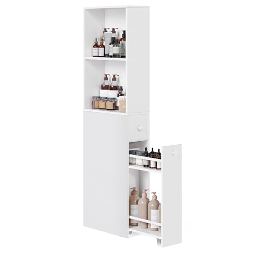 Slim Bathroom Storage Cabinet with Drawers and Shelf