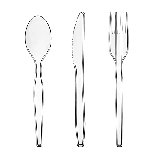 300 Piece Plastic Cutlery Set, Knives Forks Spoons
