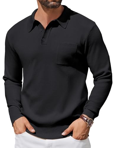 Men's Slim Fit Long Sleeve Polo Sweater Shirt (9 Colors)