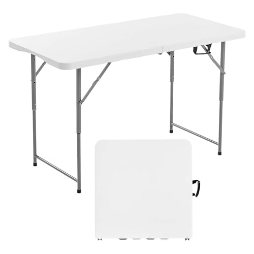 Folding 4ft Adjustable Portable Utility Table Indoor Outdoor