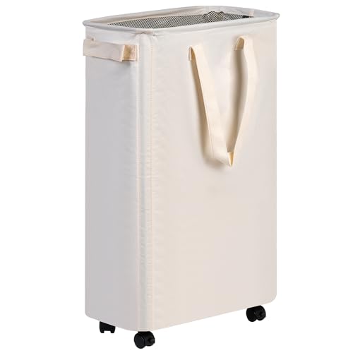 Slim Rolling Laundry Hamper with Wheels, 60L Capacity