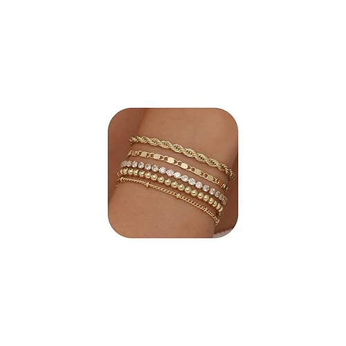 Chunky Waterproof Gold Bracelets Set for Women