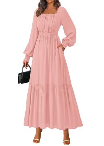 Flowy Long Sleeve Maxi Dress Smocked Empire Waist