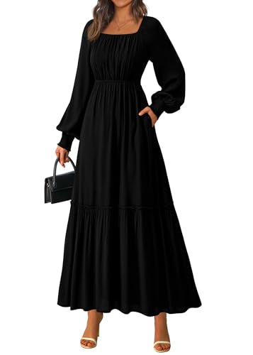 Flowy Long Sleeve Maxi Dress Smocked Empire Waist (6 Colors)