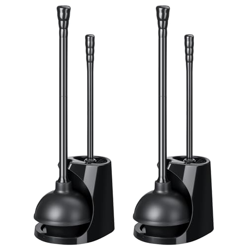 2 Pack Toilet Plunger and Brush Set with Holder