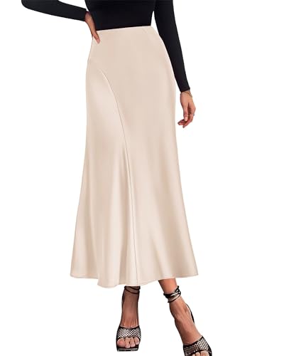 Satin High Waisted Flowy Maxi A Line Skirt (8 Colors)