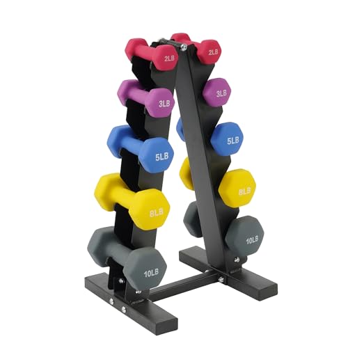 Neoprene Dumbbell Set with Rack, Multiple Weight Options