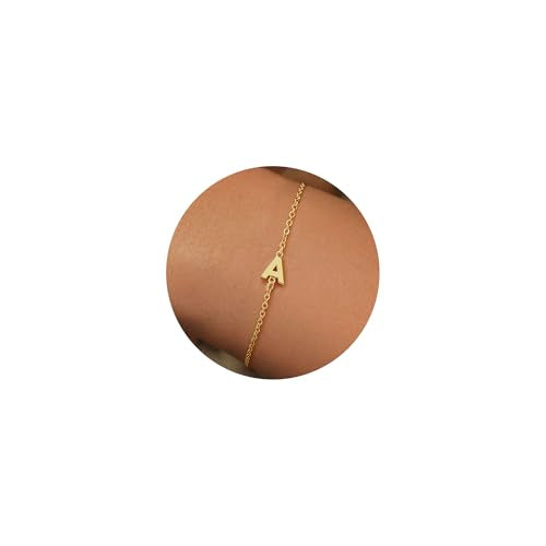 Initial Letter Bracelet, 18k Gold Plated Dainty Jewelry