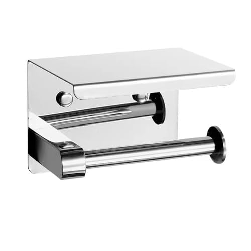 Toilet Paper Holder with Shelf, Wall Mounted Stainless Steel