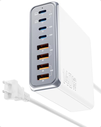 8-Port USB Charging Station, 140W Fast Charger Hub