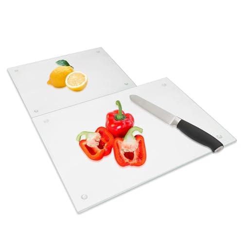 2 Pack Tempered Glass Cutting Boards, Scratch Resistant