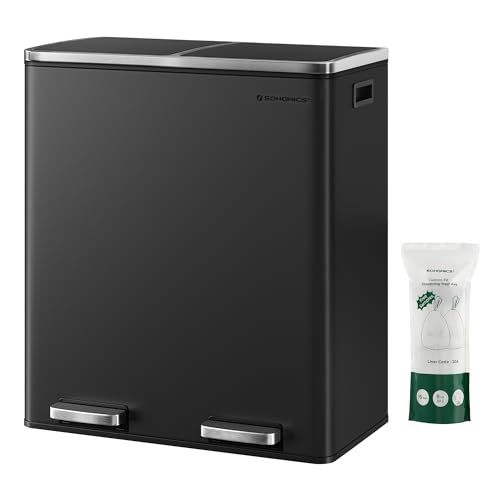 2 Compartments 8 Gallon Kitchen Trash Can with Lids