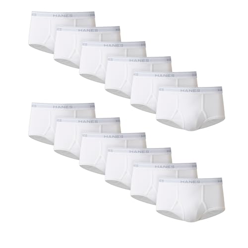 12 Pack Hanes Men's Cotton Briefs, Moisture-Wicking