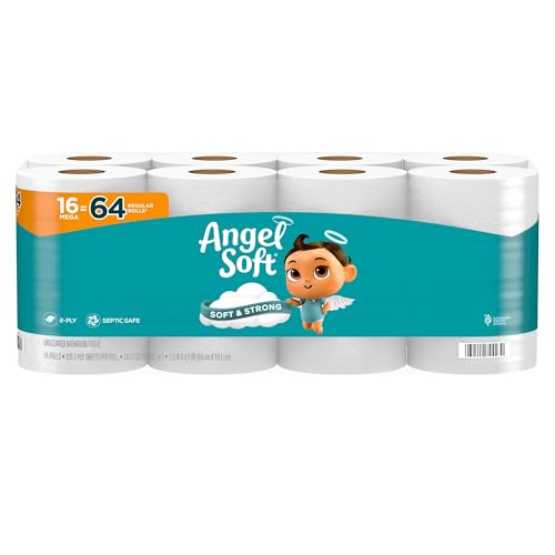 16 Mega Rolls Angel Soft Toilet Paper, Soft & Strong