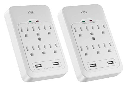 2 Pack 6-Outlet Surge Protector with USB Ports