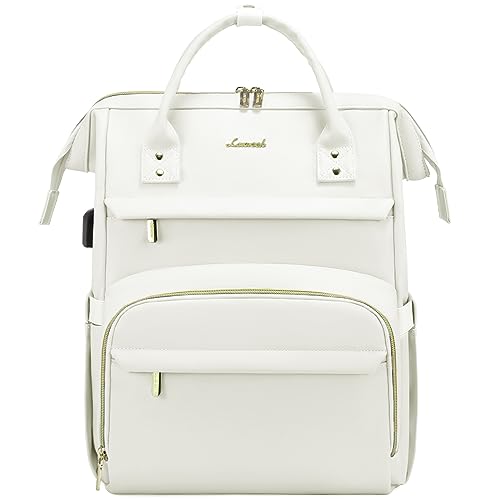 Leather Laptop Backpack for Women, 17 Inch Travel Bag