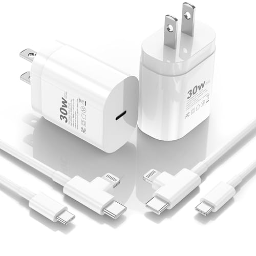 2 Pack 30W Fast iPhone Chargers with Cables