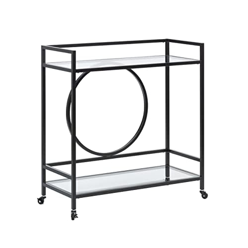 Sauder Rolling Bar Cart with Shelves for Home