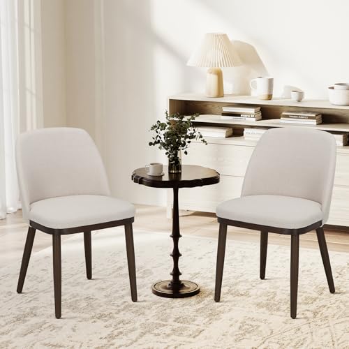2 Pack Upholstered Dining Chairs with Wood Legs