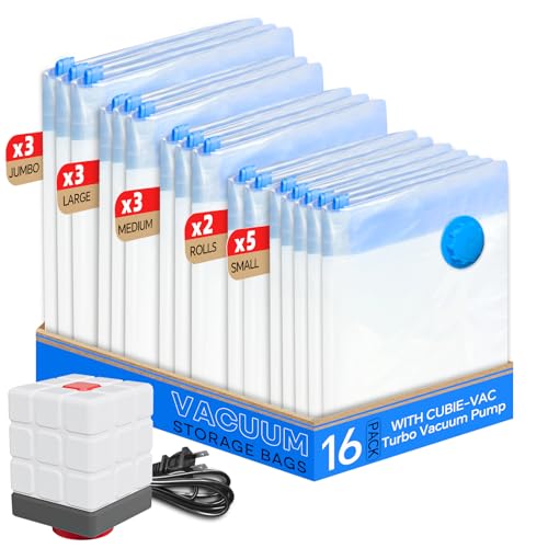 16 Pack Vacuum Storage Bags with Electric Pump