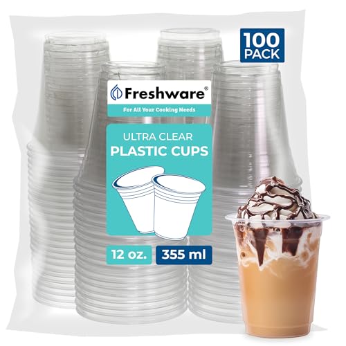100 Pack 12 oz Disposable Plastic Drinking Cups