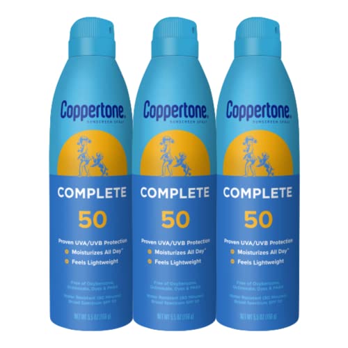 3 Pack Coppertone Complete SPF 50 Sunscreen Spray