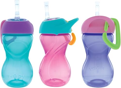 3 Pack Nuby No-Spill Sippy Cups with Straw 10oz