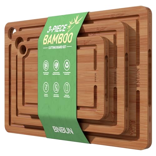 3 Pack Bamboo Cutting Boards with Juice Groove
