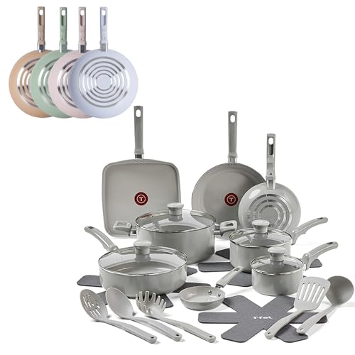 T-Fal 20-Piece Nonstick Ceramic Cookware Pots and Pans Set